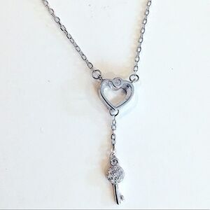 925 SILVER AND DIAMOND HEART AND LOCK NECKLACE